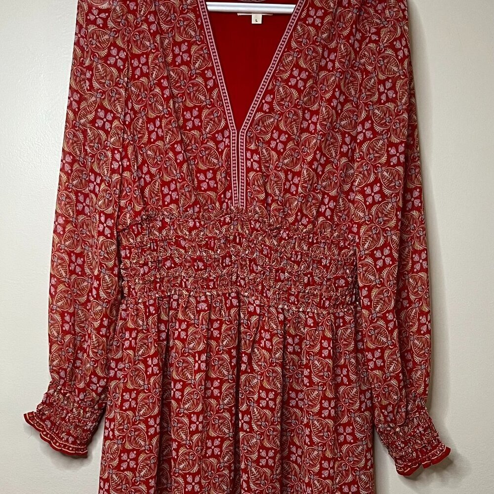 Max Studio Mid length red printed casual dress Size L